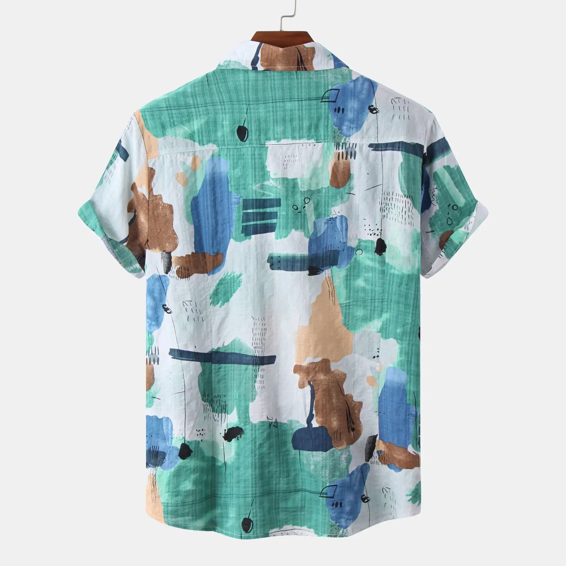 Men's Plus Size Abstract Print Short Sleeve Button-Up Shirt, image 2