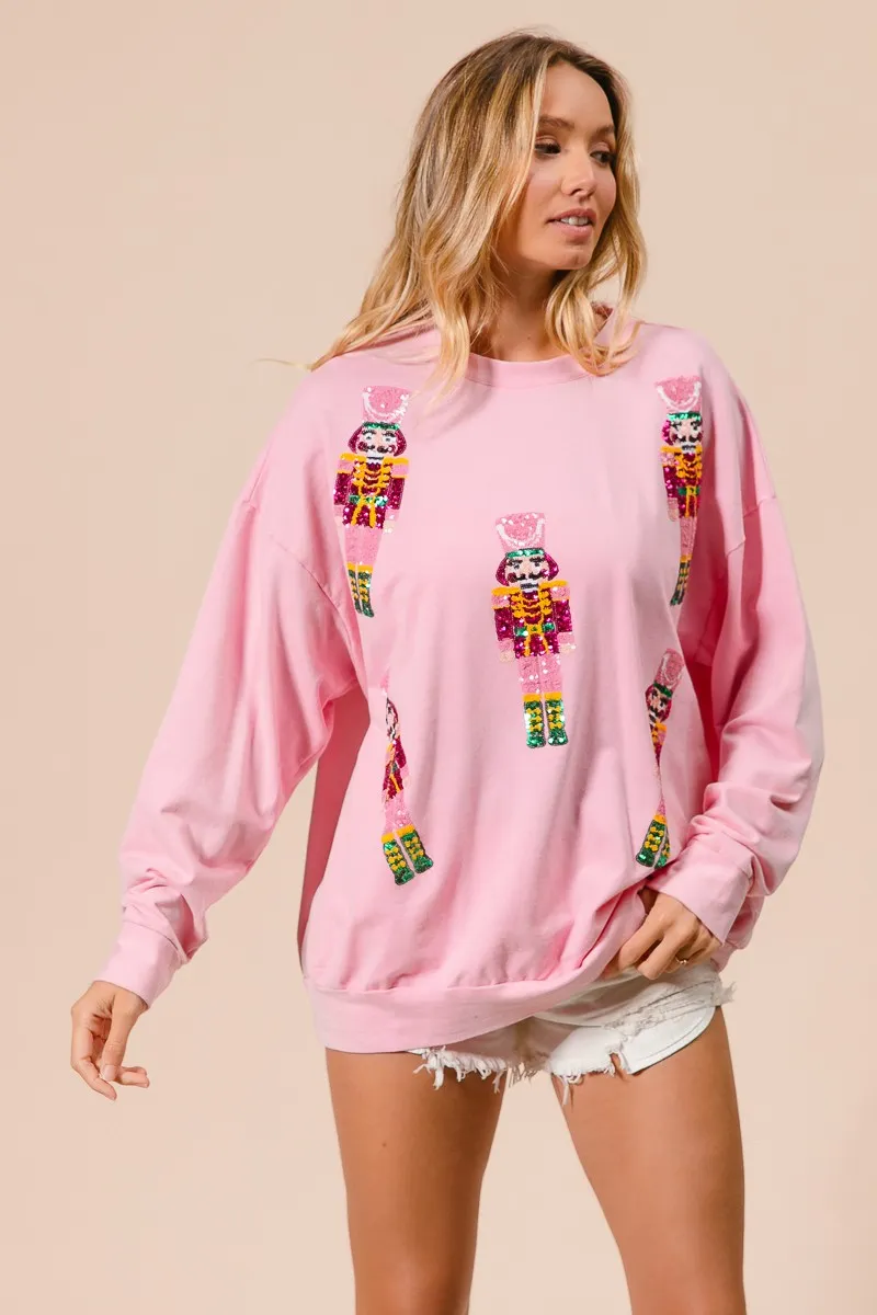 Sequin Nutcrackers Embroidery Christmas Sweatshirt, image 14
