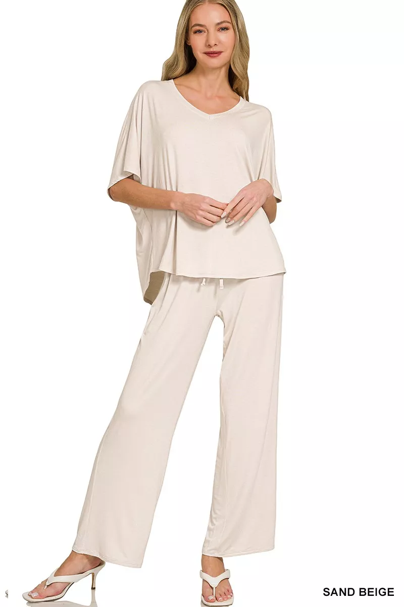 V-Neck Oversized Top & Pants Set