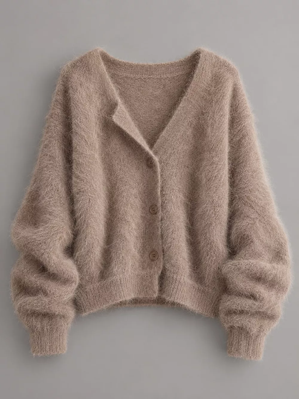 Fuzzy V-Neck Button-Down Cardigan, image 18