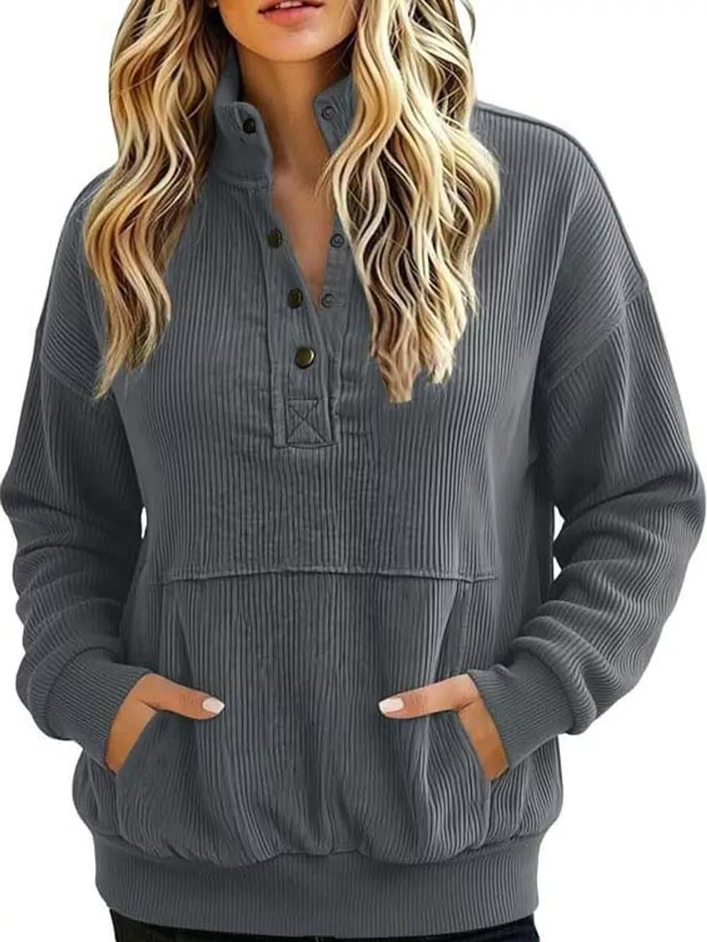 Full Size Quarter-Snap Sweatshirt with Kangaroo Pocket Plus Size, image 26