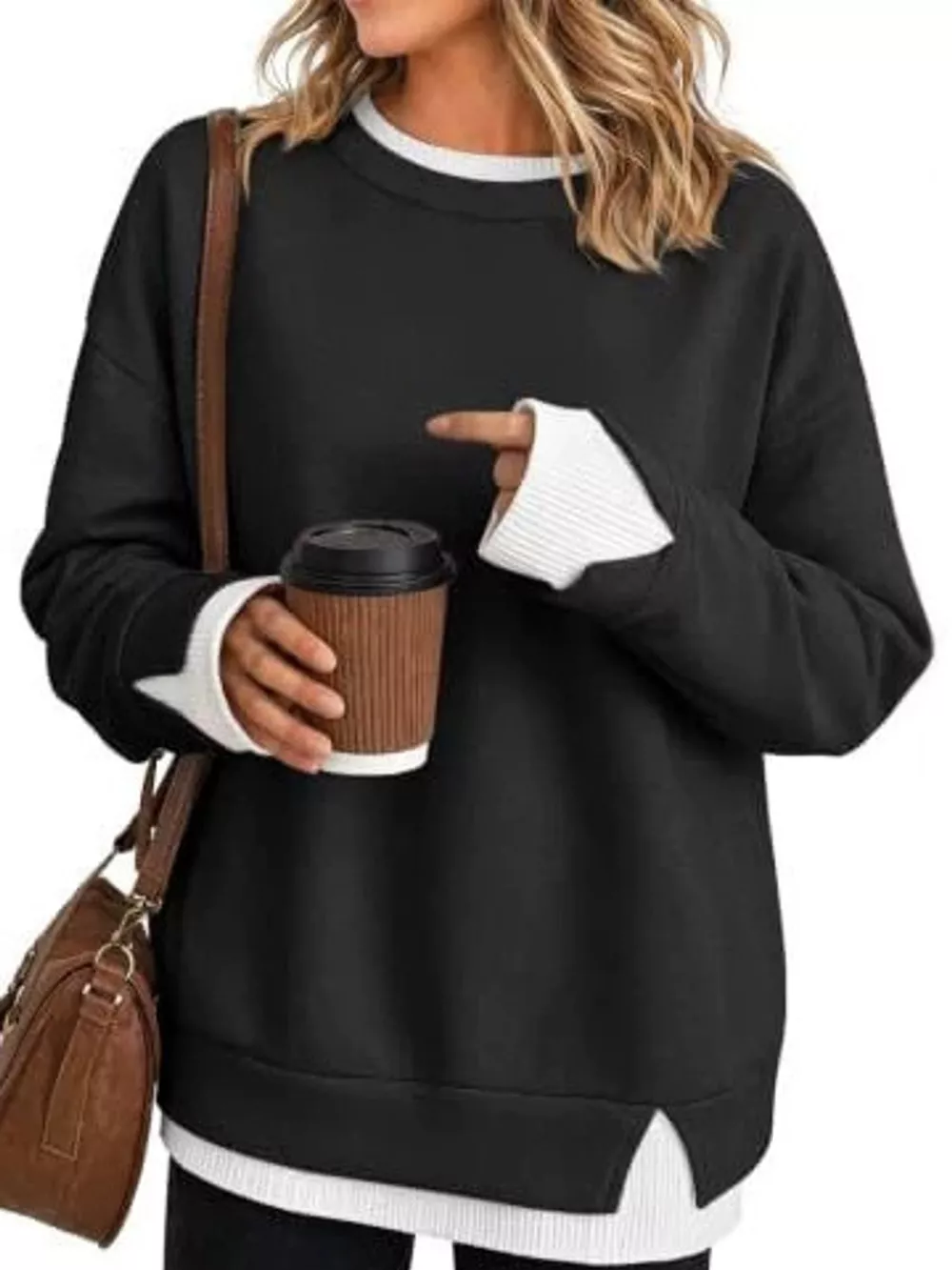 Full Size Layered Look Crew Neck Sweatshirt Plus Size