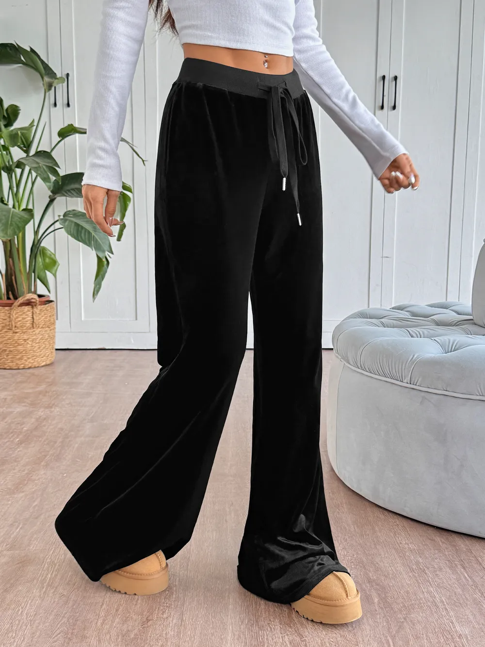 Wide-Leg Drawstring Pants, image 7