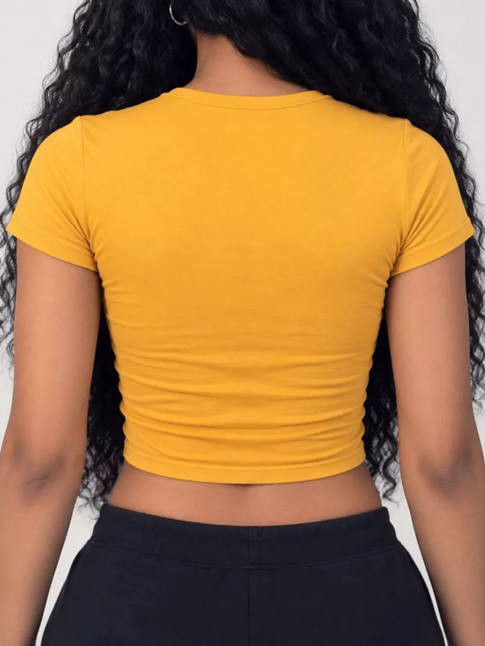Slim Fit Basic Crew Neck Short Sleeve Crop T-Shirt, image 67