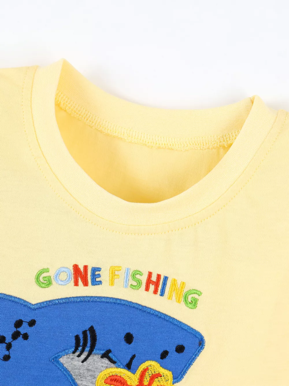 Children's Shark Embroidered Round Neck Tee and Shorts Set, image 3