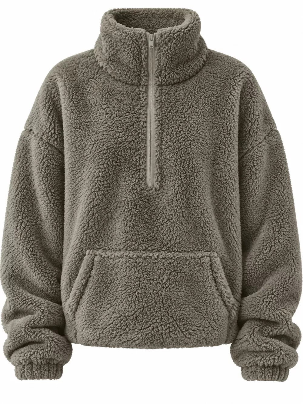 Full Size Sherpa Quarter-Zip Turtleneck Sweatshirt Plus Size, image 15
