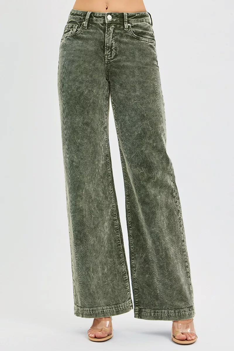 Full Size High Rise Wide Leg Corduroy Jeans Plus Size