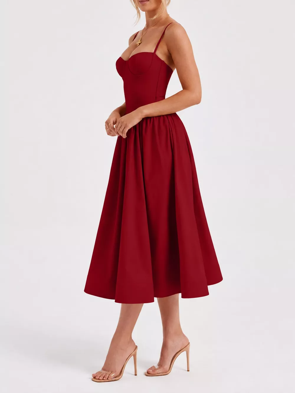 Sweetheart Neck Midi Cami Dress, image 7