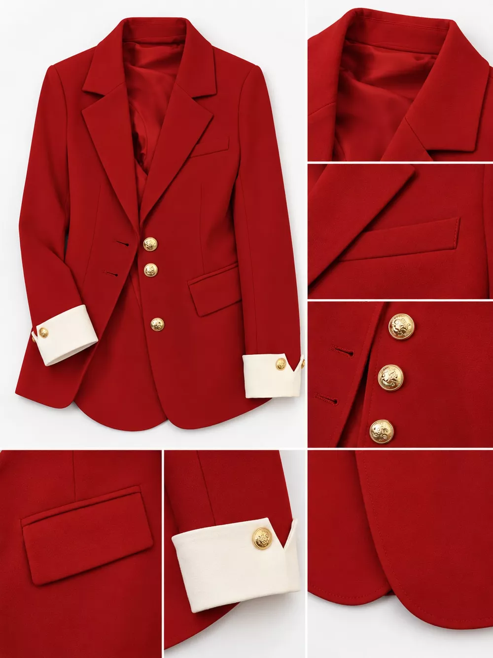 Full Size Single-Breasted Blazer with Gold Button Accents Plus Size, image 24