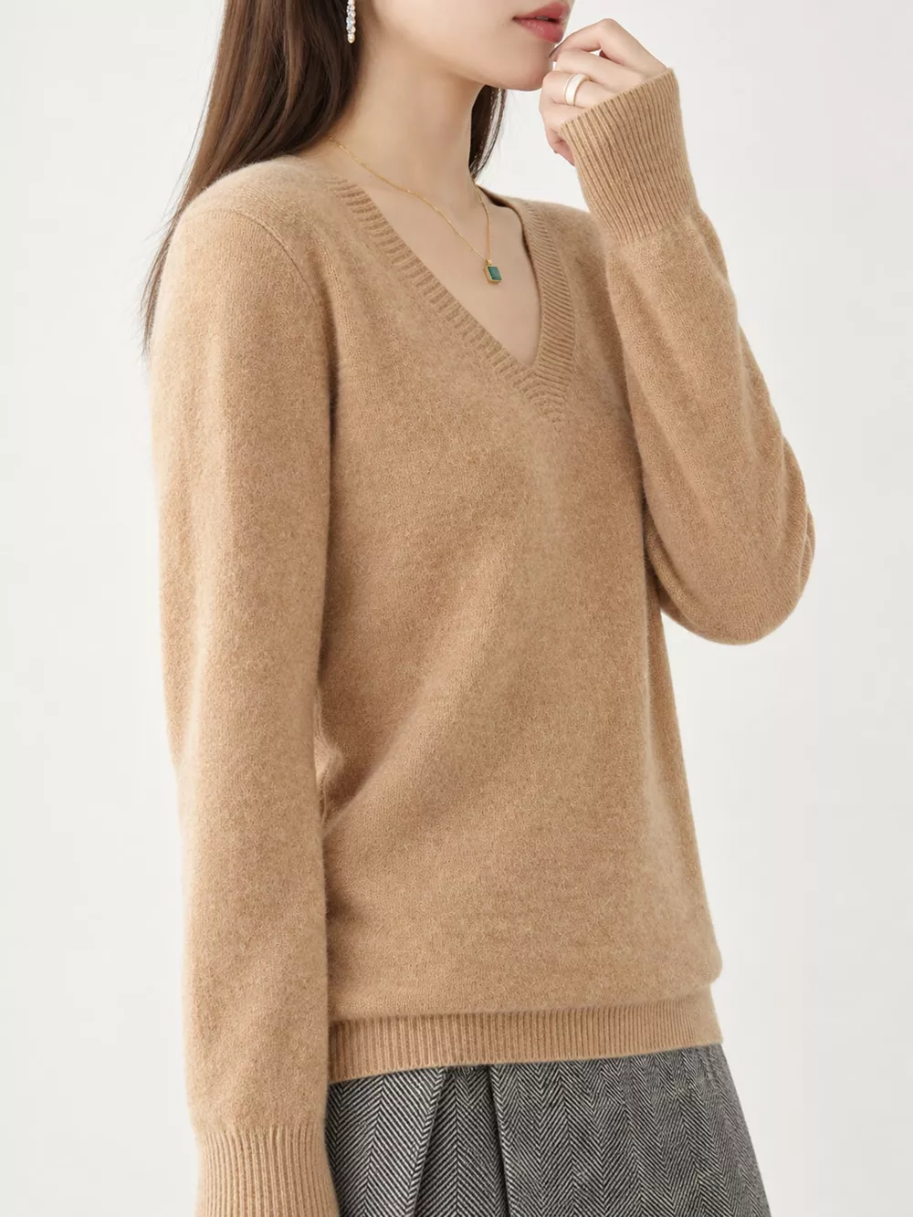 V-Neck Solid Color Sweater, image 26