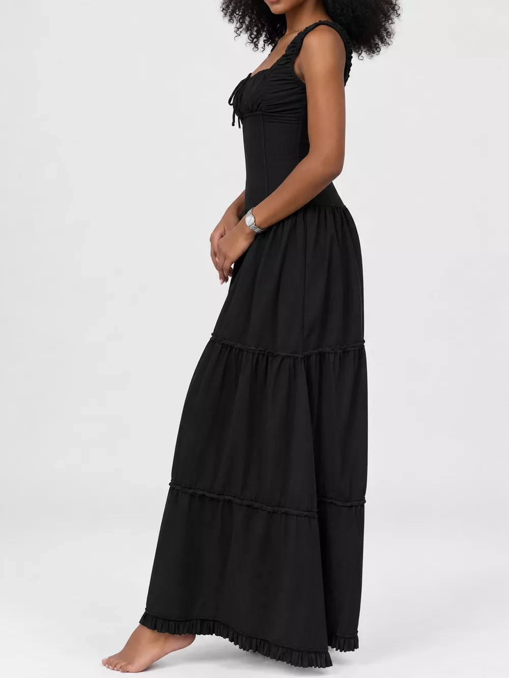 Ruffled Square Neck Tiered Maxi Dress, image 23