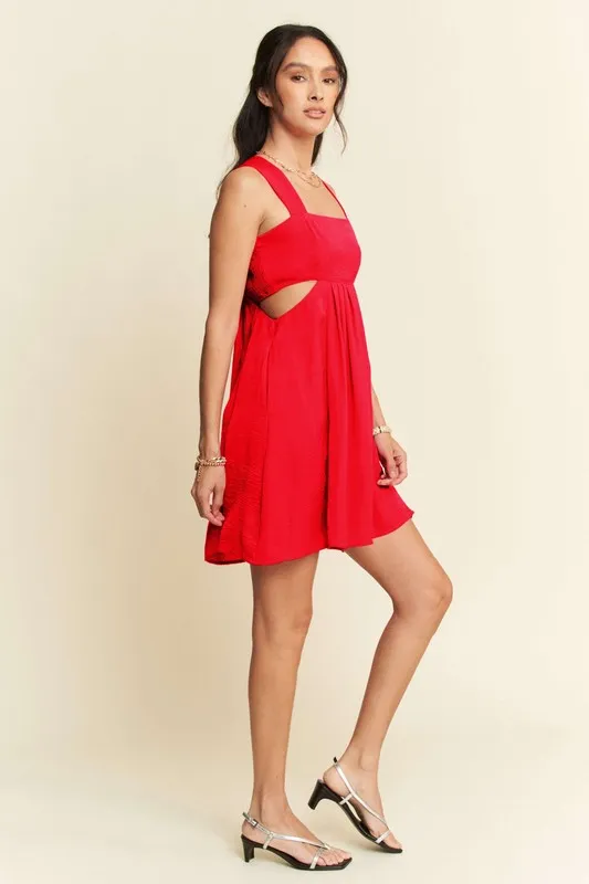 Washed Satin Cutout Skirt Bandeau Mini Dress, image 5