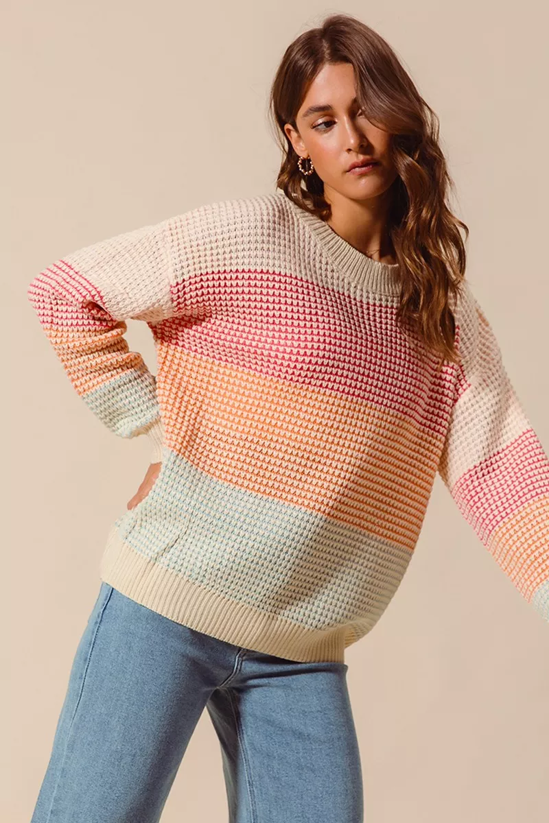 Multi Color Block Long Sleeve Sweater, image 10