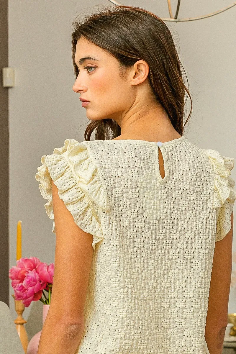 Floral Ruffled Armhole V-Neck Top, image 13