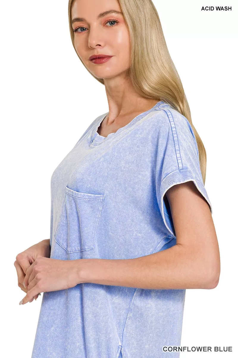 Washed Exposed Seam Short Sleeve T-Shirt Dress, image 4