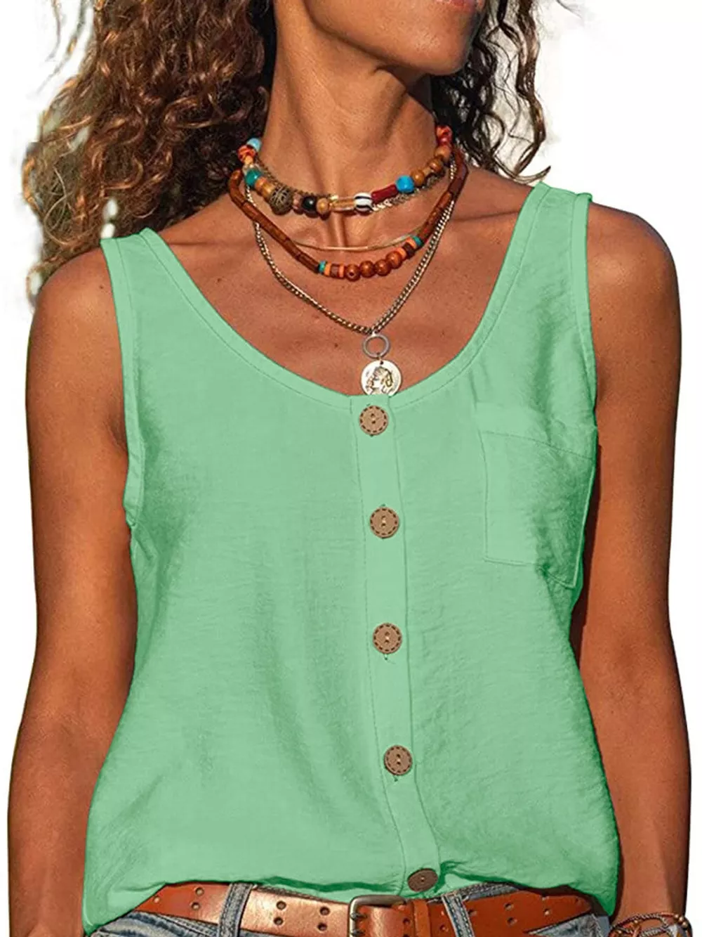 Full Size Casual Round Neck Tank Plus Size, image 31