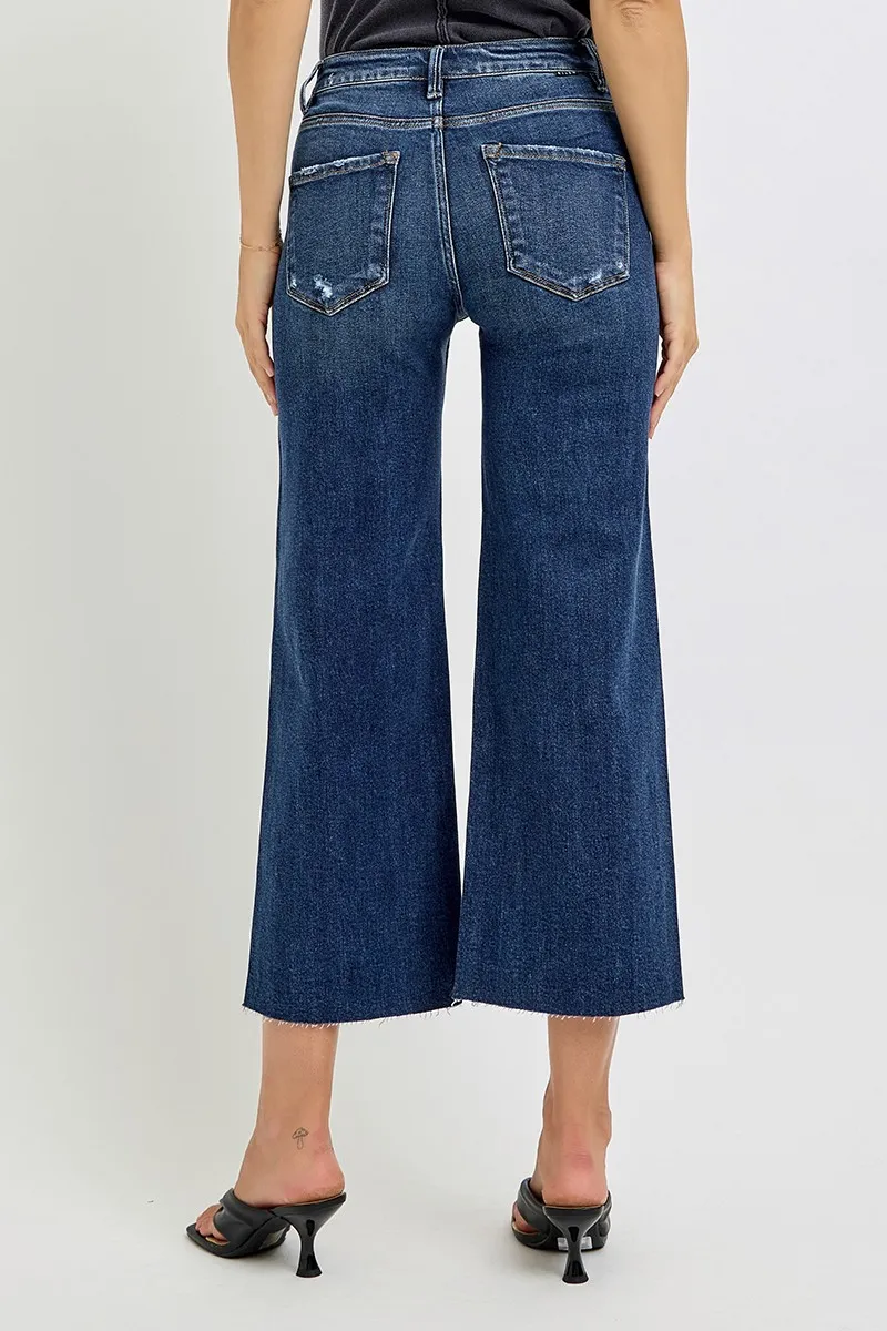 Full Size High Rise Crop Wide Button Up Jeans Plus Size, image 5