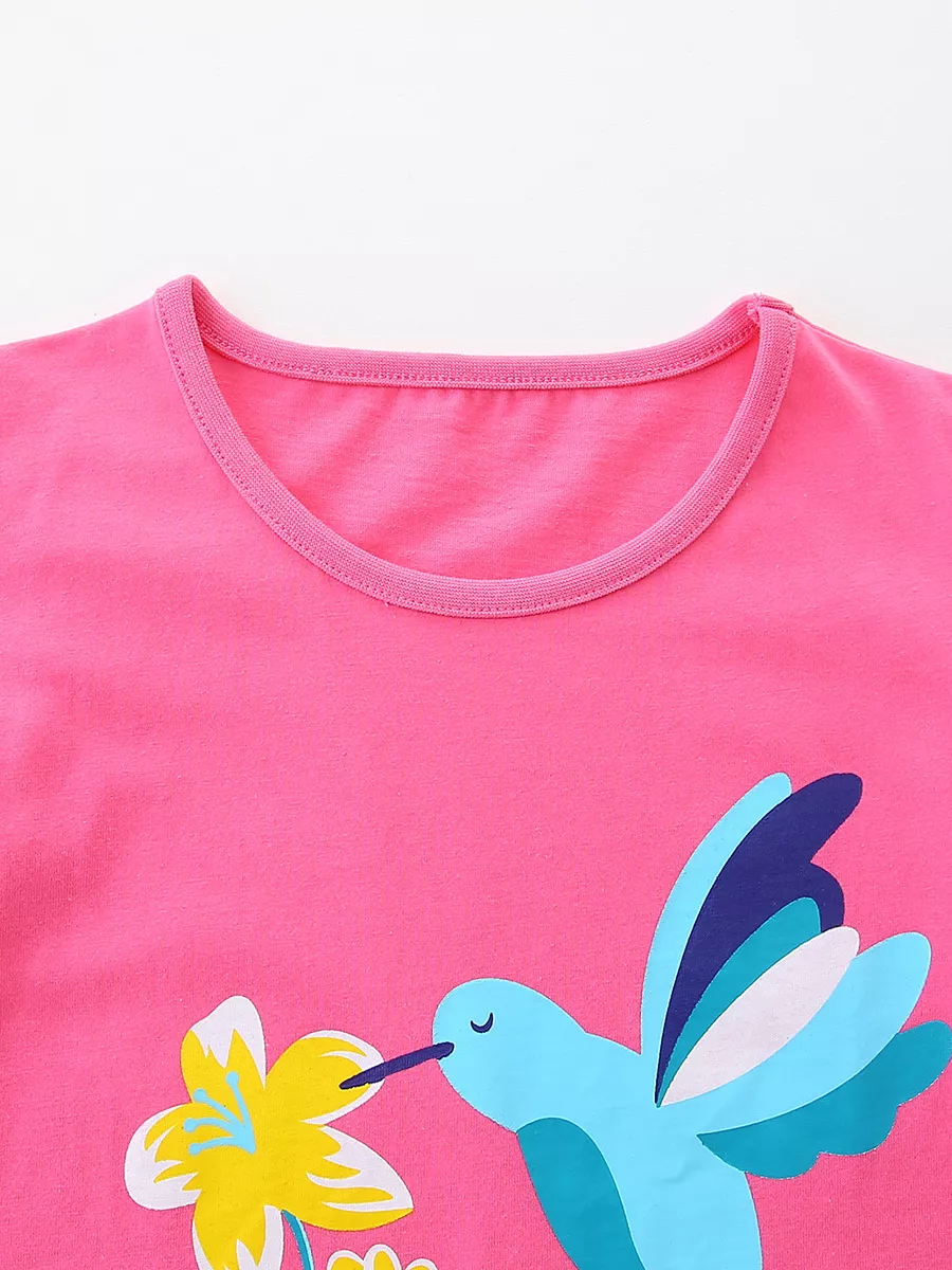 Children's Hummingbird & Floral Print Short Sleeve T-Shirt, image 2