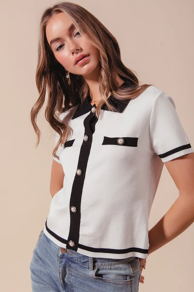 Button Down Knitted Sweater Shirt Top, image 4