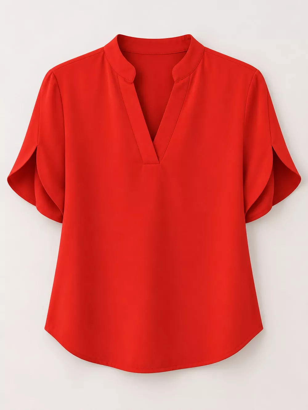 Notched Slit Short Sleeve Blouse, image 24