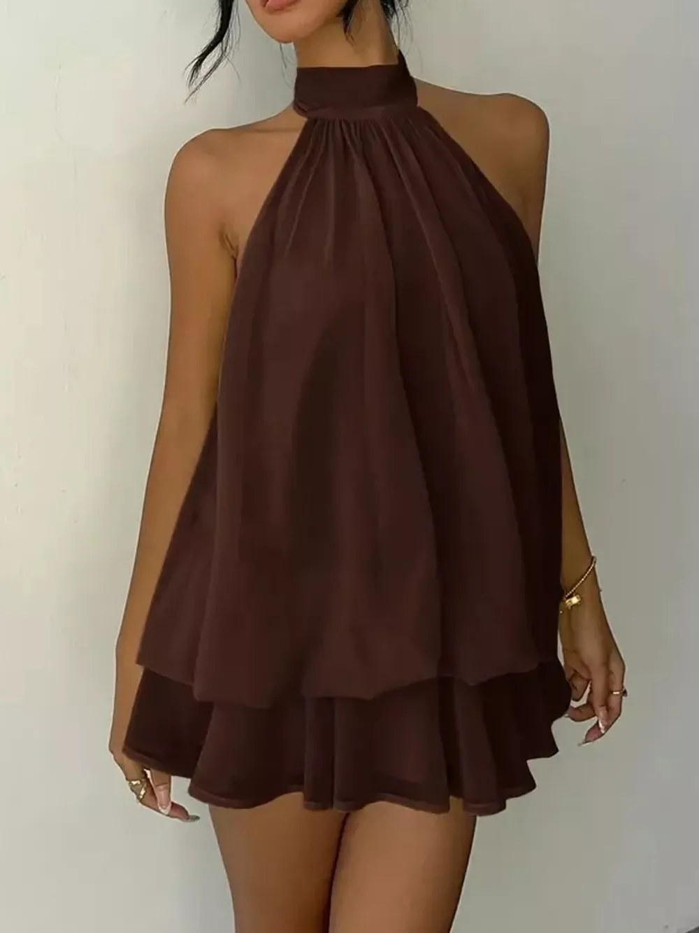 Halter Neck Ruched Mini Dress, image 10