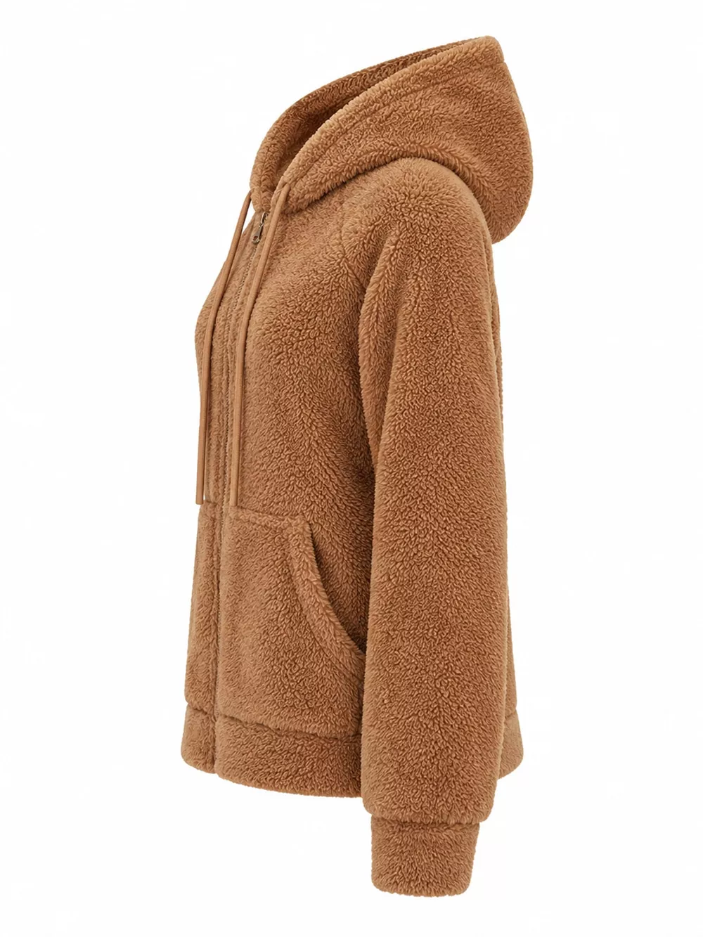 Drawstring Sherpa Zip-Up Hoodie, image 6