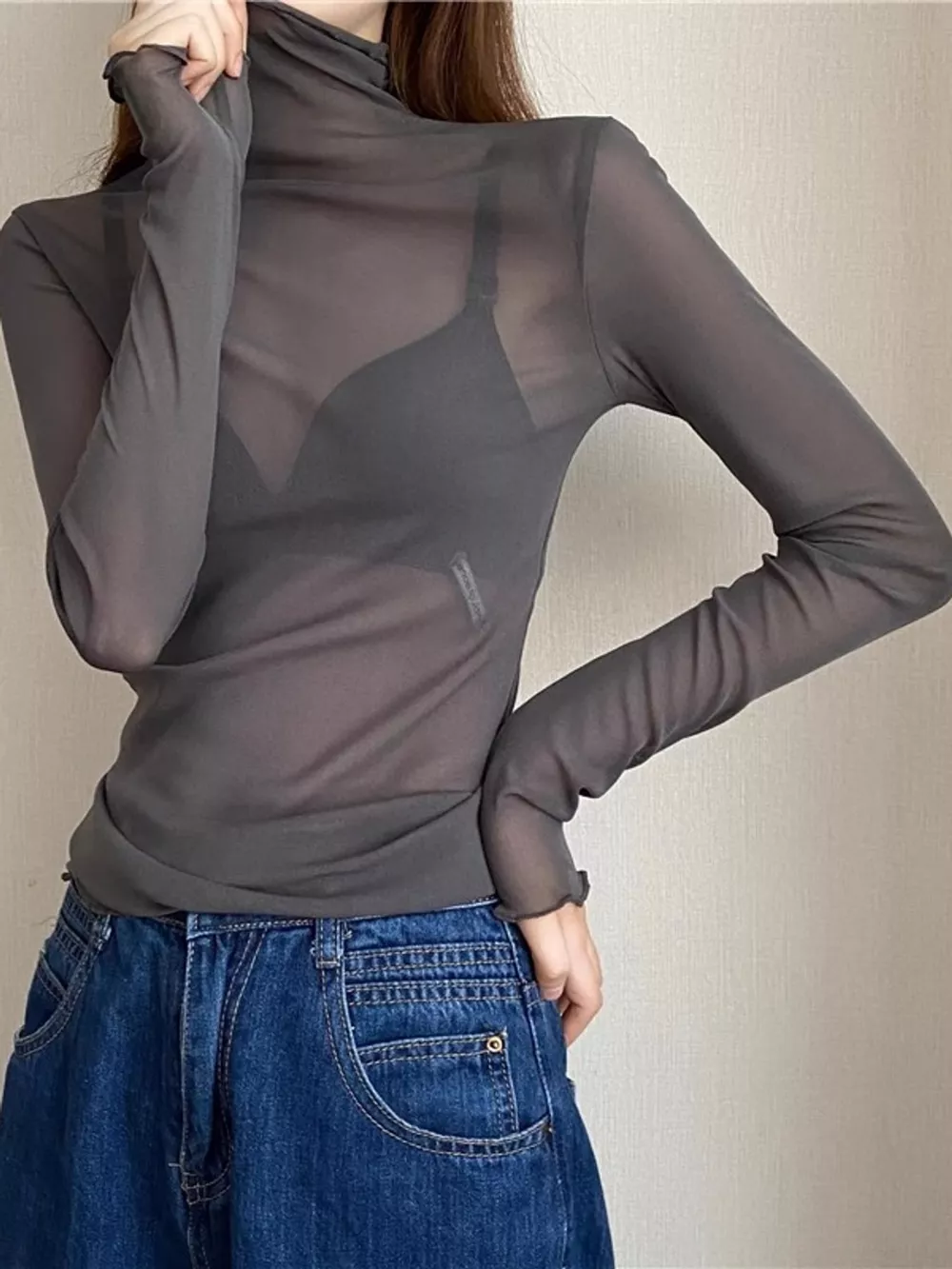 Turtleneck Long Sleeve Slim Fit T-Shirt, image 2