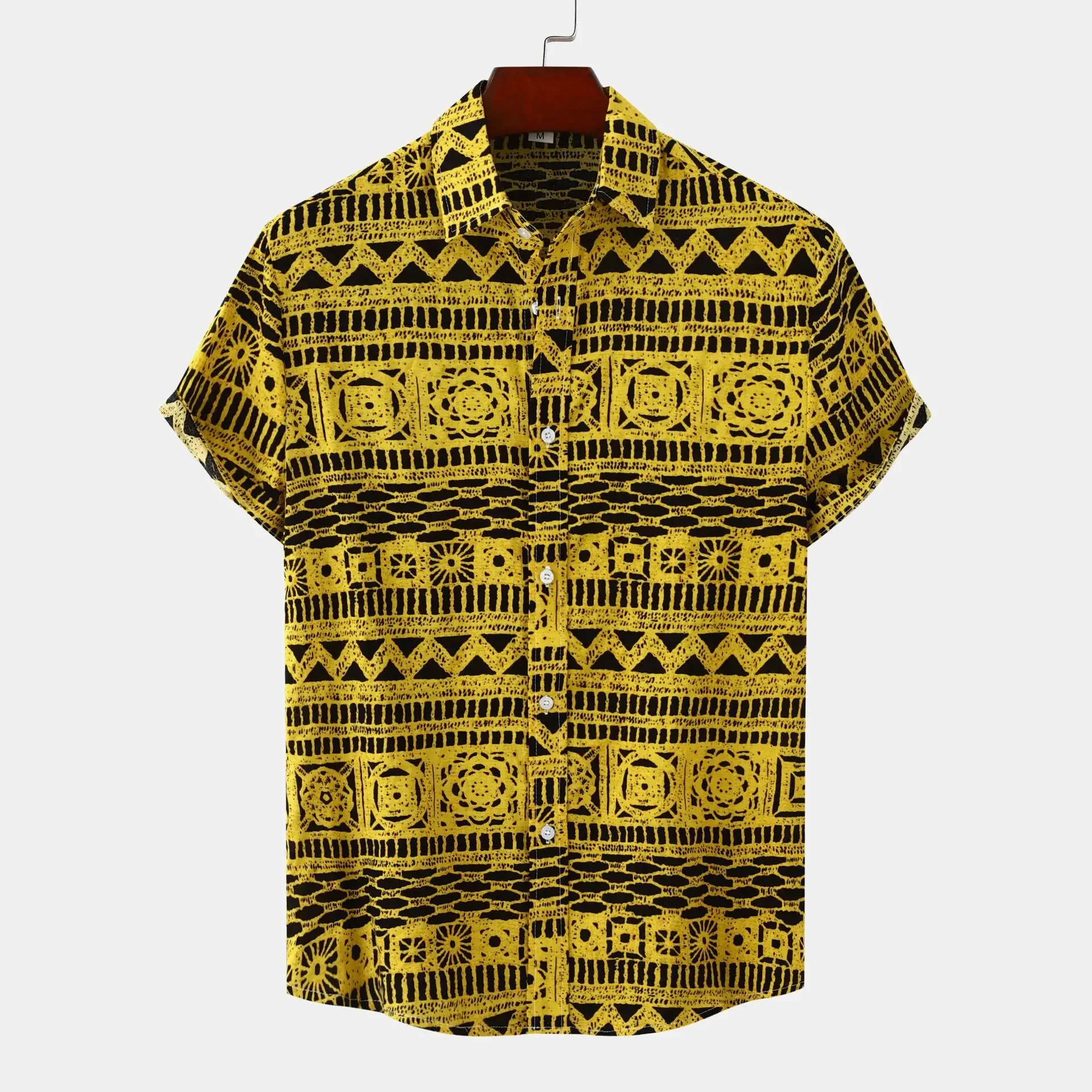 Men's Plus Size Printed Button Up Short Sleeve Shirt, image 5