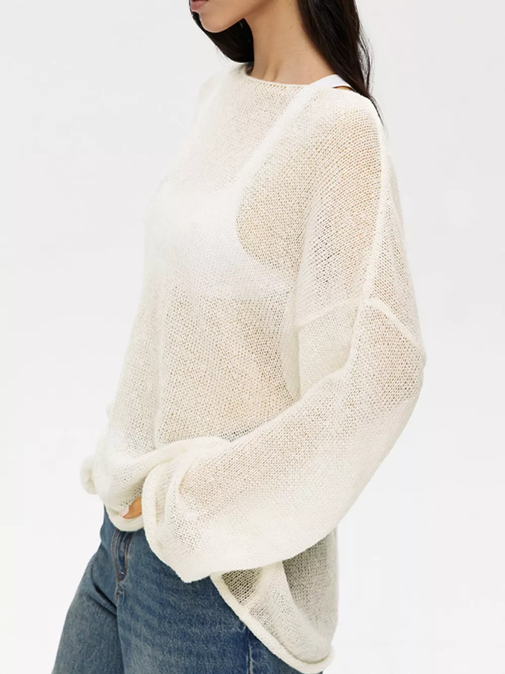 Lightweight Dropped Shoulder Knit Cover Up, image 34