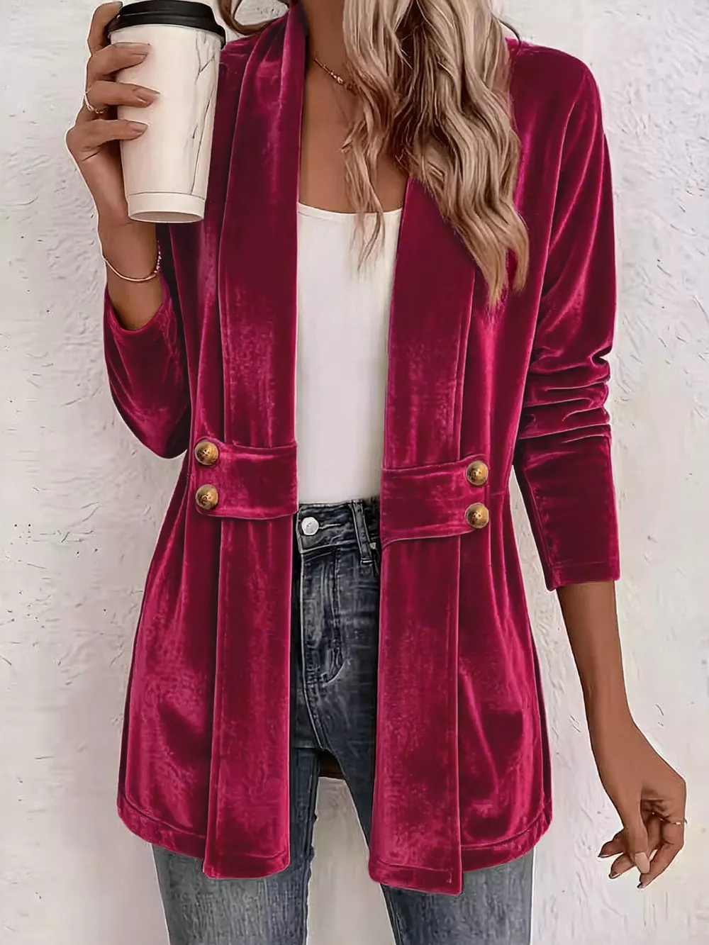 Elegant Velvet Open-Front Outerwear, image 7
