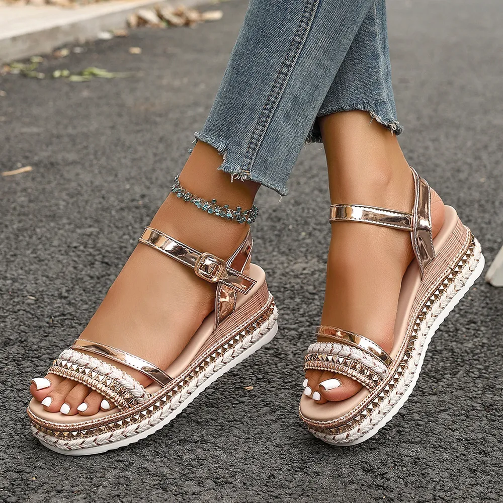 Rhinestone Embellished Platform Sandals, image 3