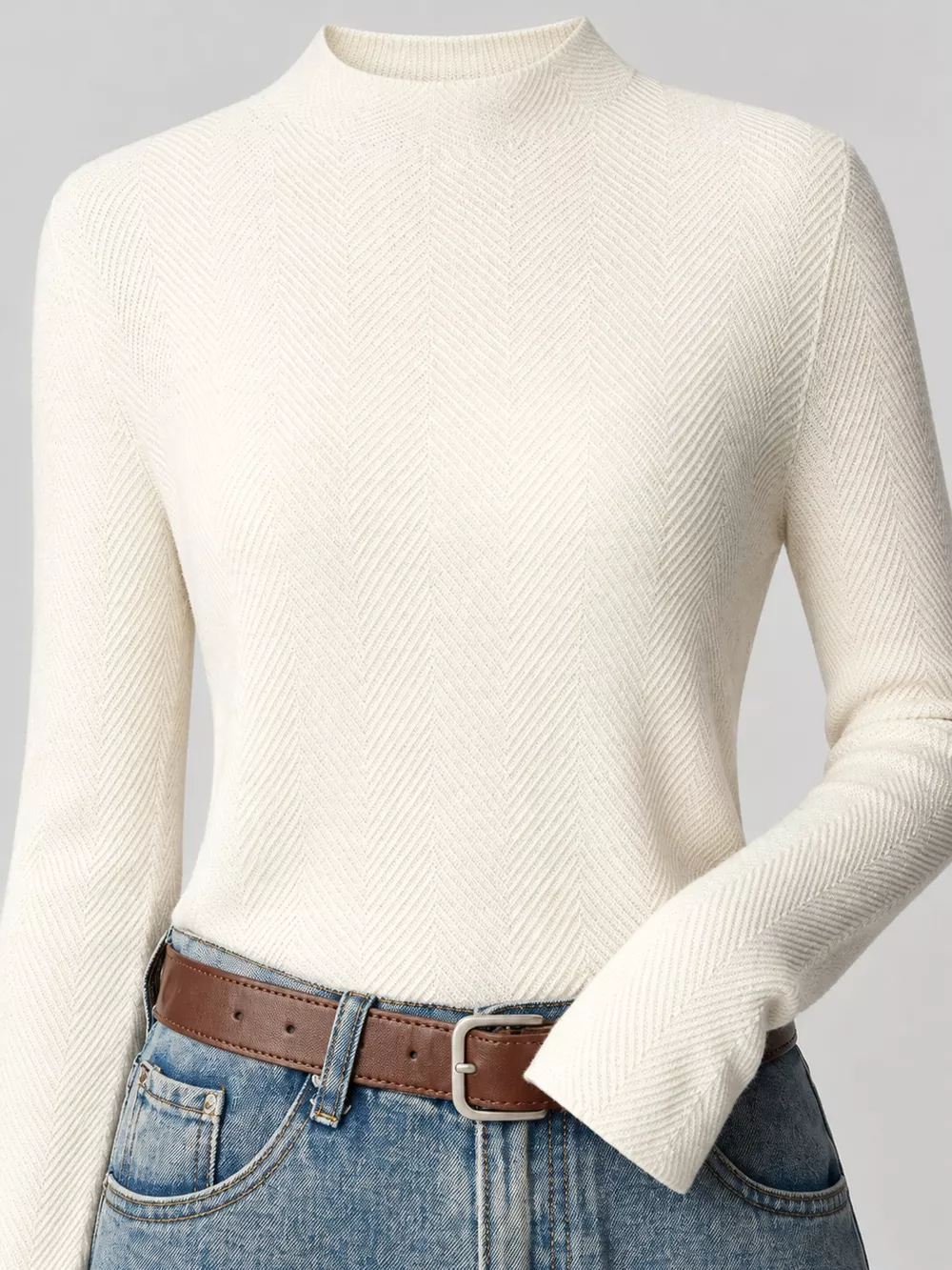 Textured Mock Neck Sweater, image 19
