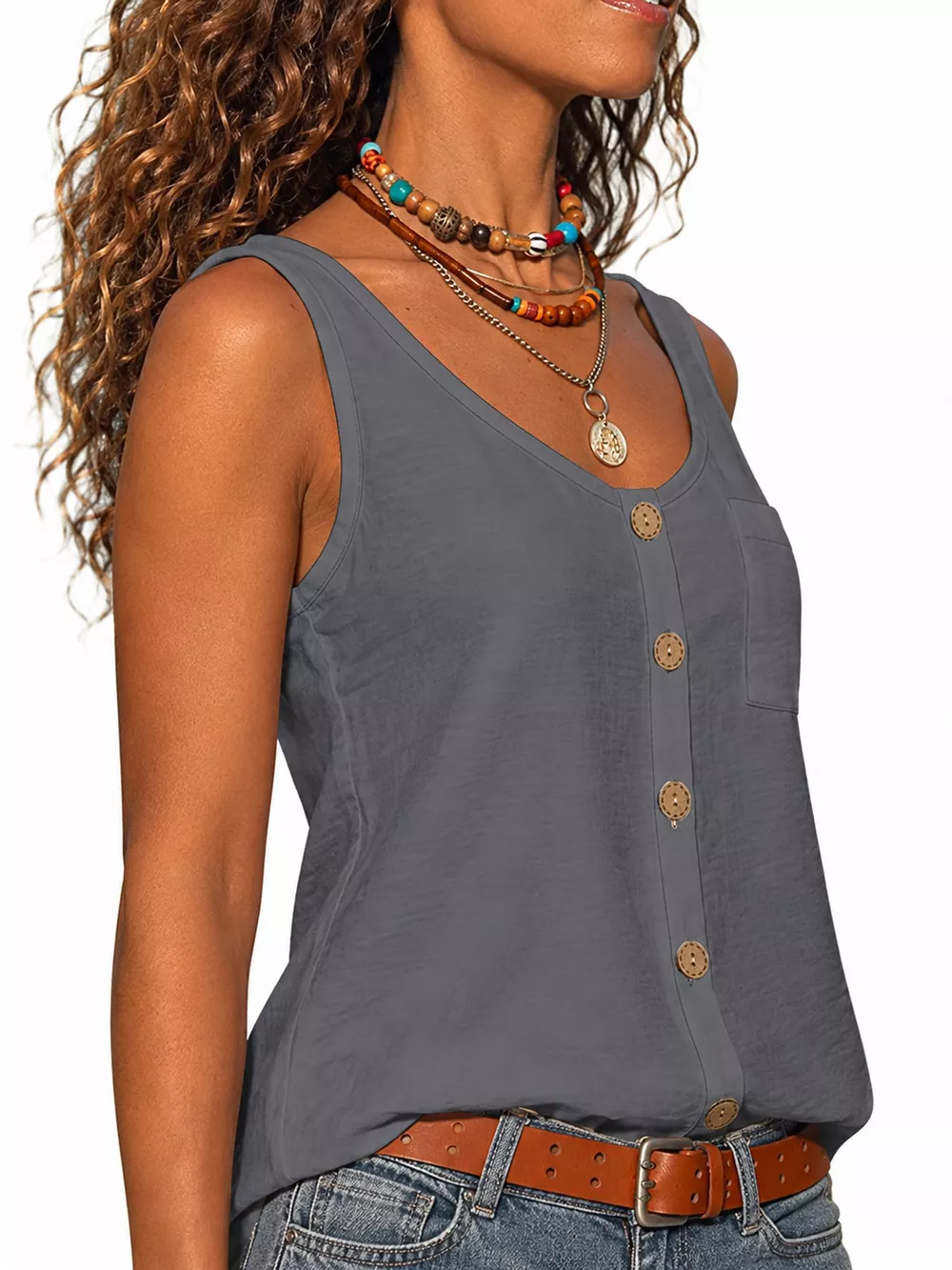 Full Size Casual Round Neck Tank Plus Size, image 12