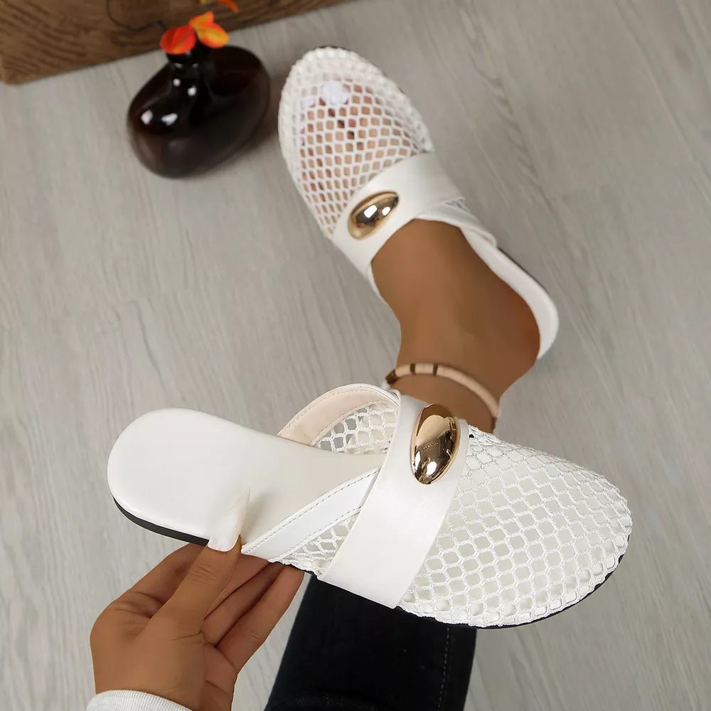 Mesh Round Toe Flats Sandals, image 4