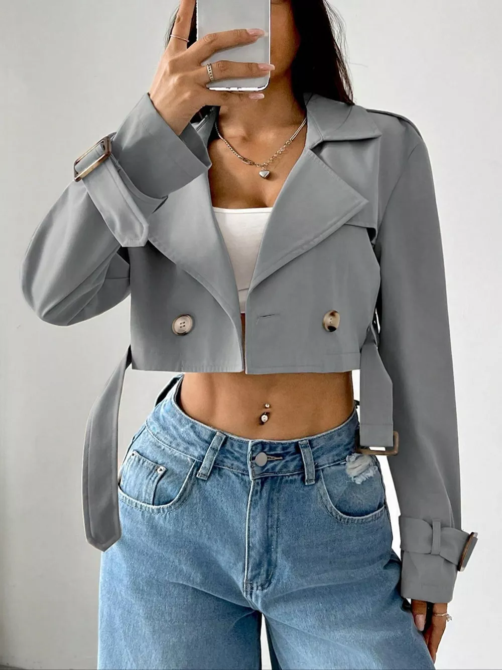 Double-Breasted Cropped Outerwear, image 9