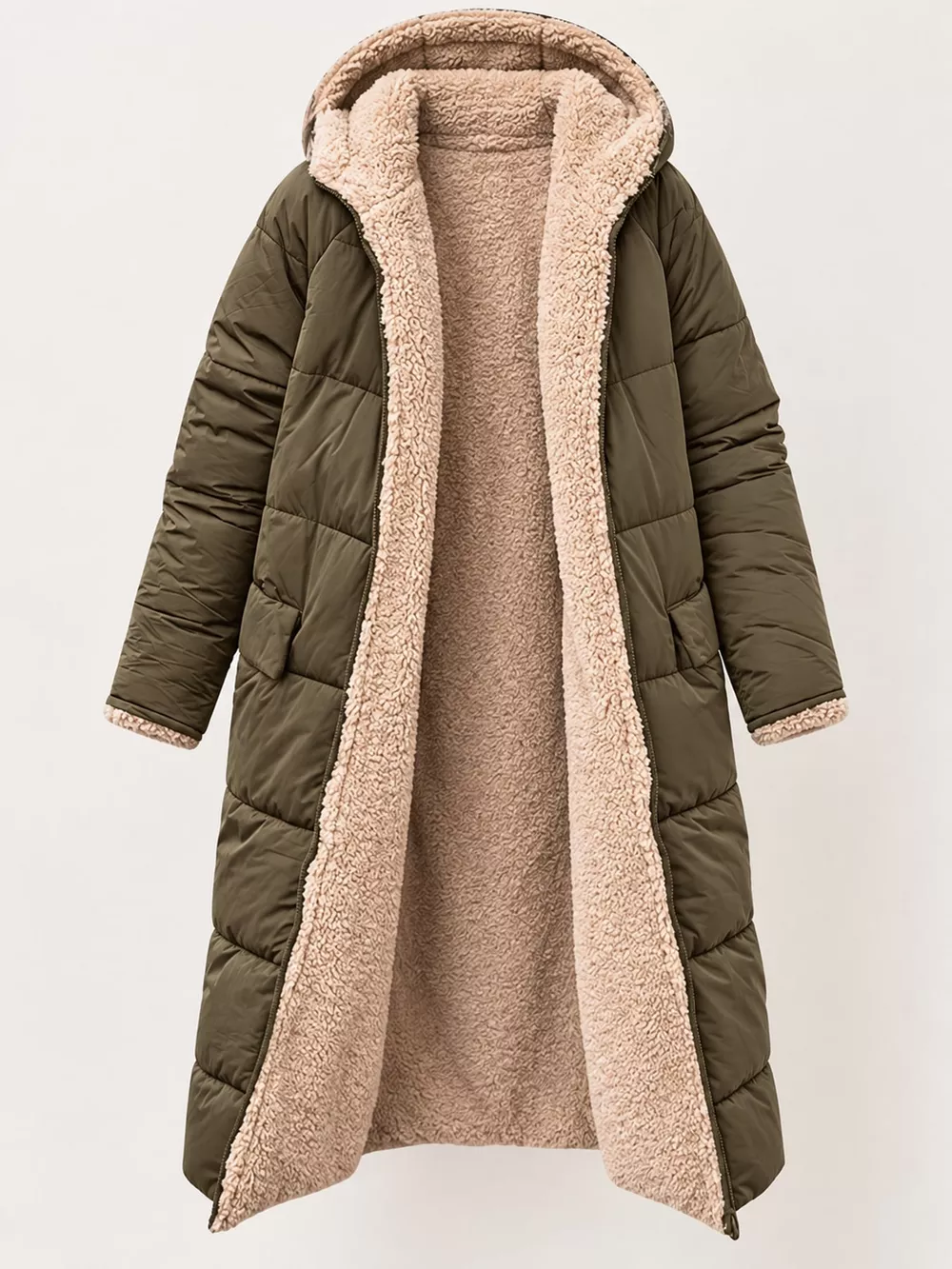 Full Size Longline Sherpa-Lined Hooded Outerwear Plus Size, image 12
