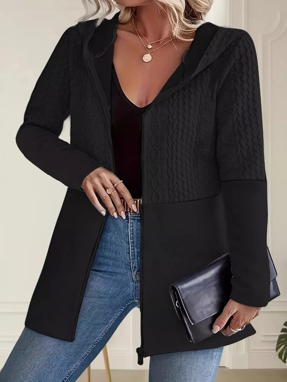 Full Size Hooded Zip-Up Jacket Plus Size, image 6