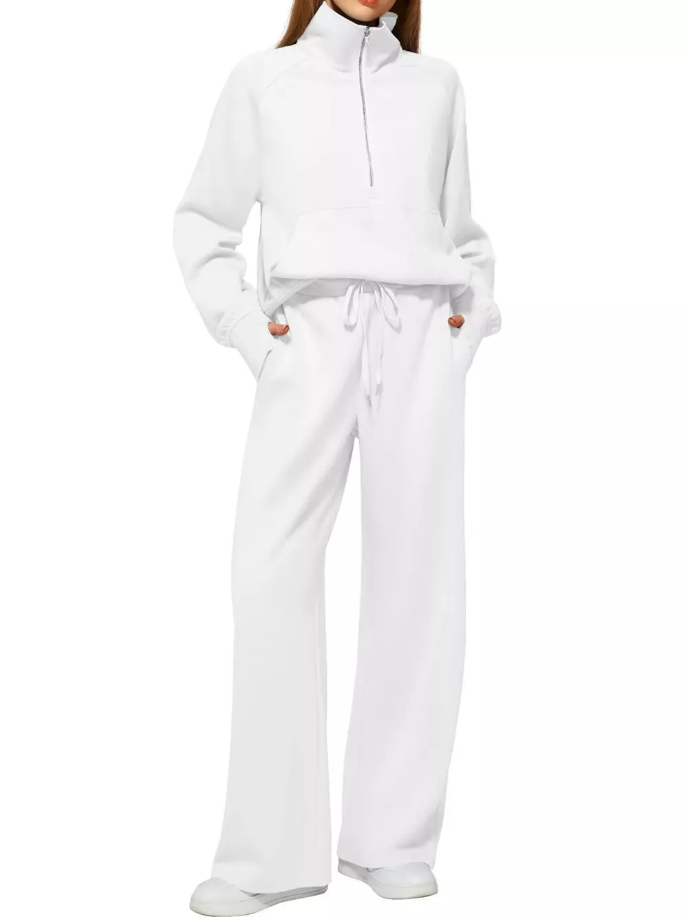 Half-Zip Sweatshirt and Wide-Leg Pants Set, image 57