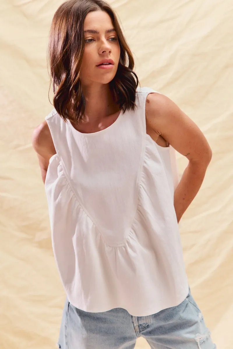Game Day Color Denim Ruched Sleeveless Top, image 4