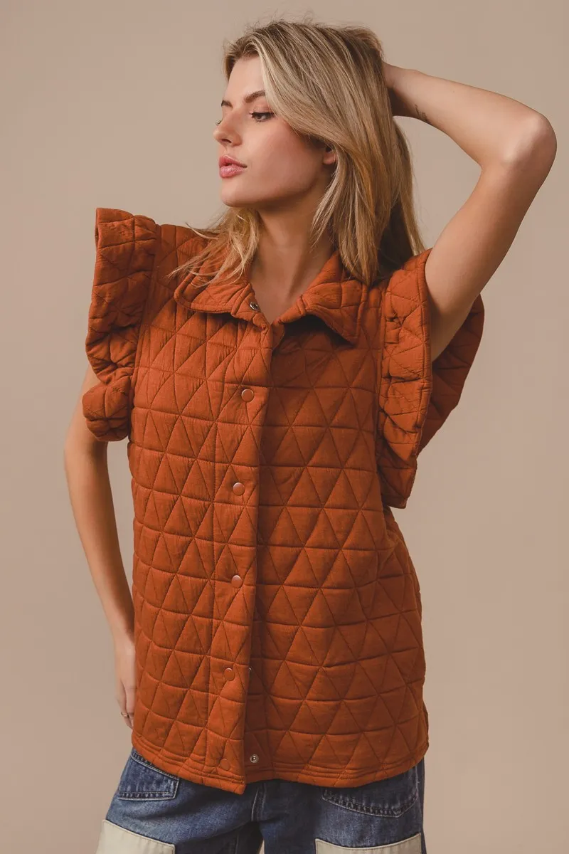 Quilting Knit Ruffle Sleeve Vest, image 5