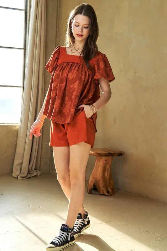 Nature Printed Square Neck Puff Sleeve Blouse, image 9