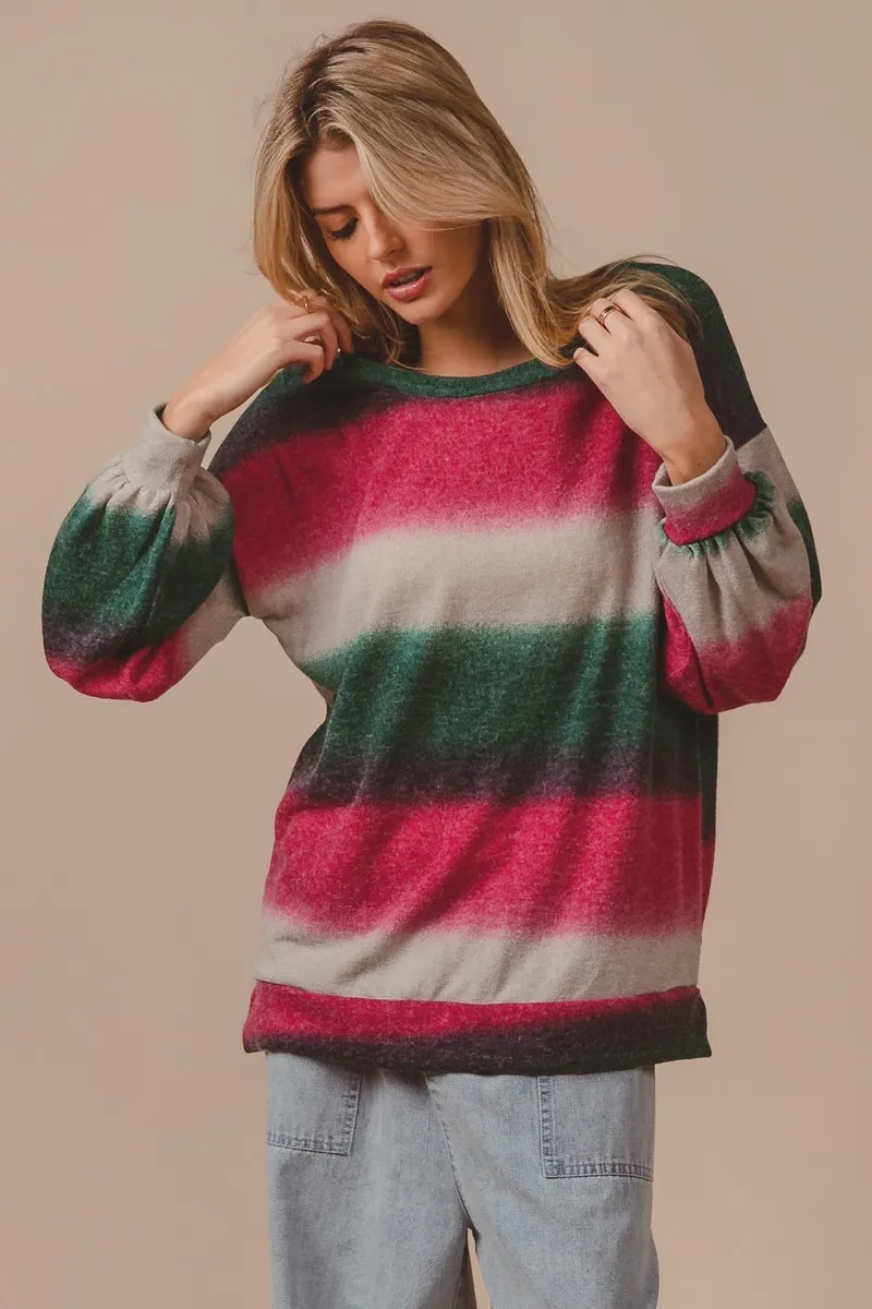 Striped Gradation Print Knit Top, image 8