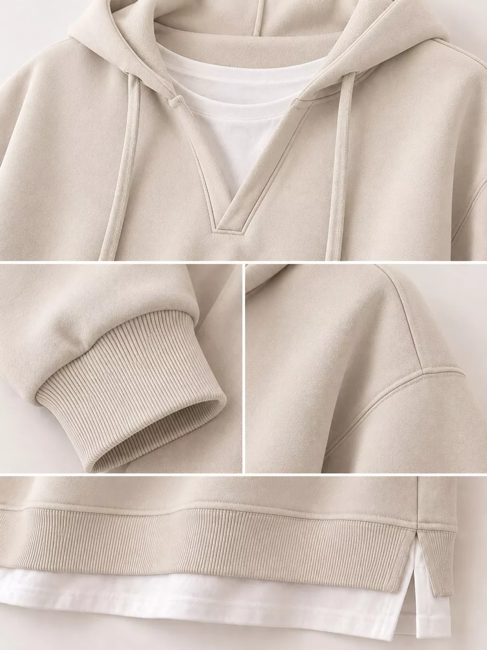Layered Look Dropped Shoulder Hoodie, image 9