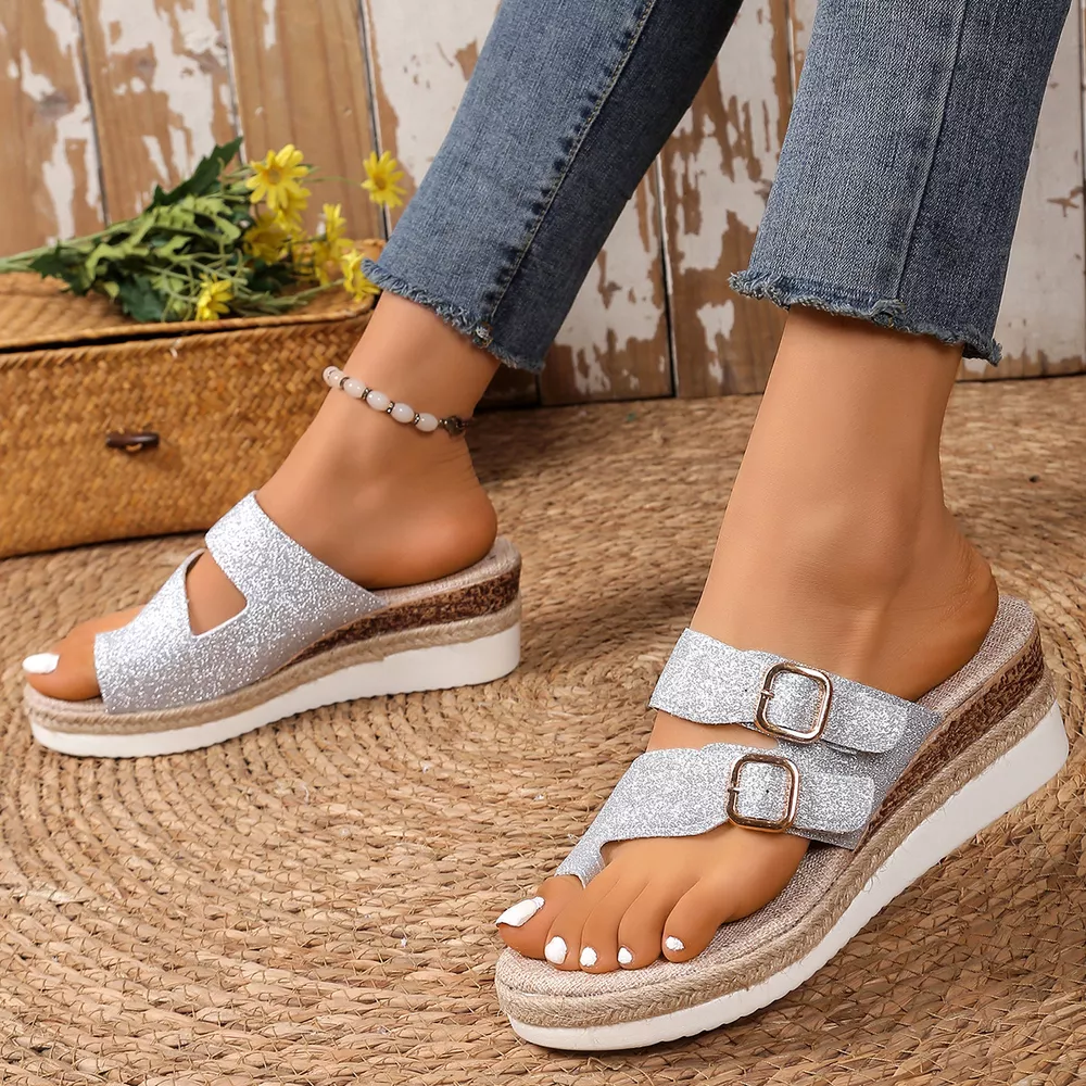 Toe Loop Wedge Sandals, image 7