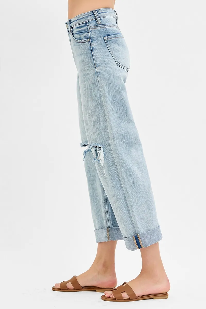 Full Size Mid Rise Fit Boyfriend Jeans with Cuff Plus Size, image 3