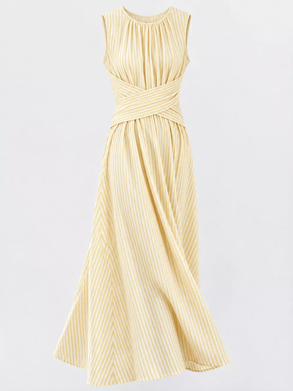 Full Size Sleeveless Striped Maxi Dress with Criss-Cross Waist Detail Plus Size, image 9