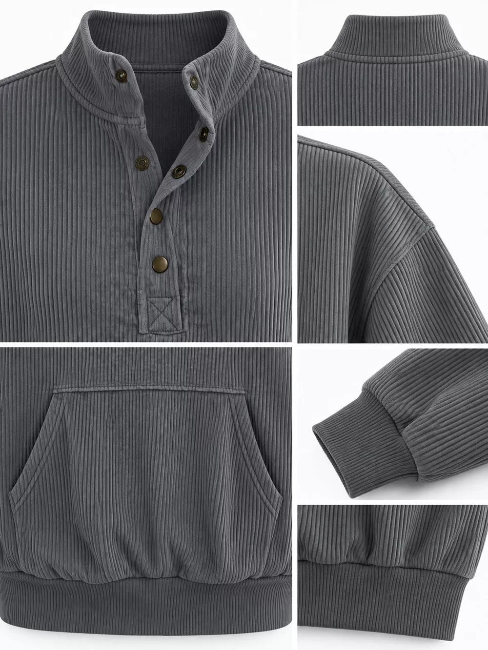 Full Size Quarter-Snap Sweatshirt with Kangaroo Pocket Plus Size, image 30