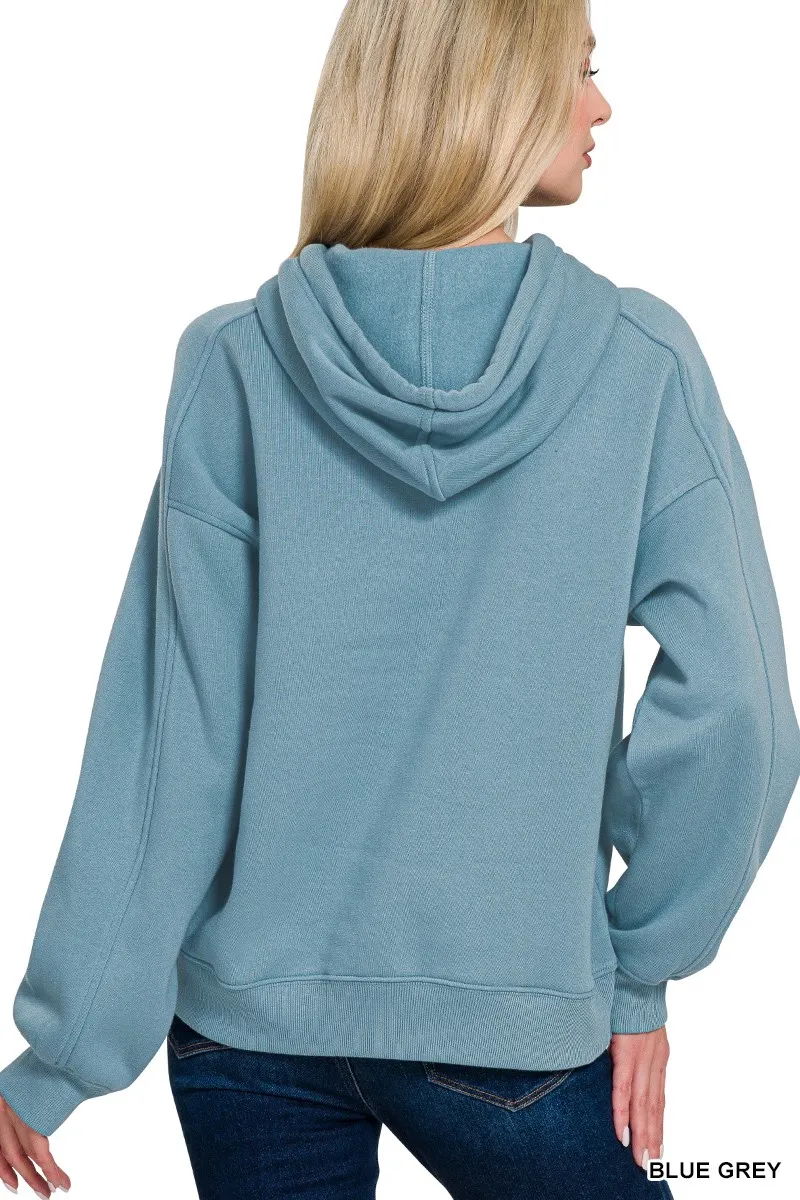 Drawstring Relaxed Fit Fleece Hoodie, image 3