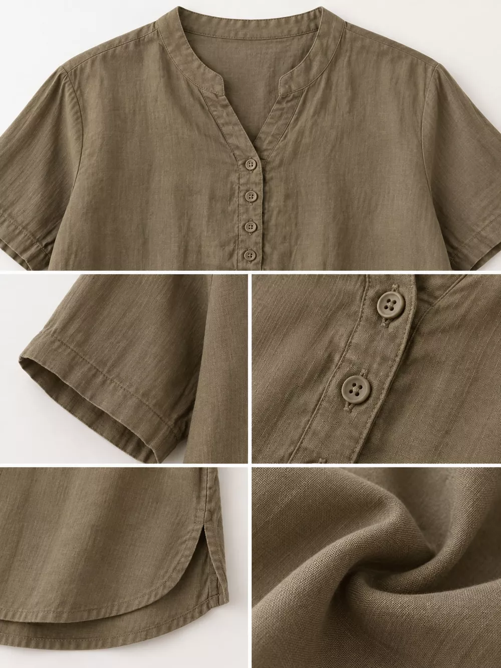 Full Size Notched Short Sleeve Oversize Blouse Plus Size, image 10