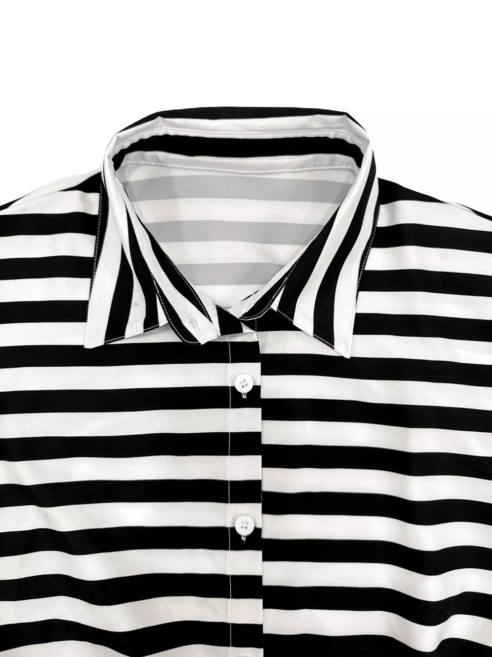 Striped Button-Up Belted Romper, image 6